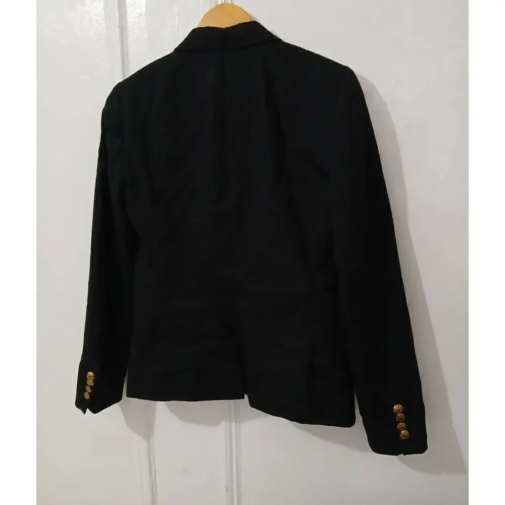 J crew womens size 2 SCHOOL BOY BLAZER jacket black fine wool TWO BUTTON